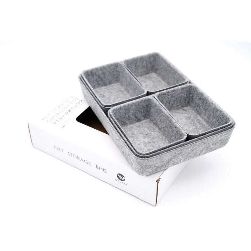 Welaxy Office drawer organizers trays felt storage bin organize dividers Box Dorm Home for stationery craft junk sorting 7-piece sleek minimalist lifestyle (gray) - Image 1
